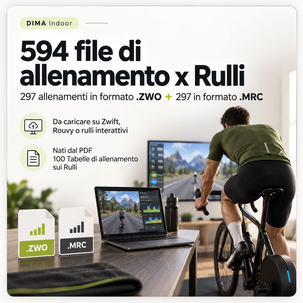 594 file di allenamento per rulli: 297 file ZWO e 297 file MRC